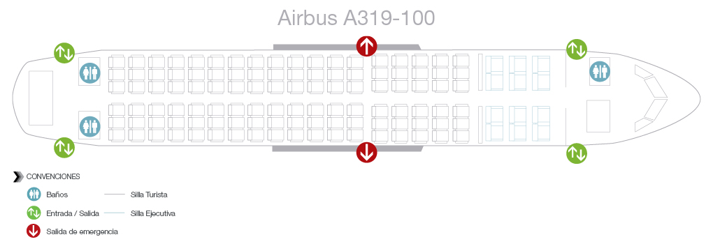 Seatmap of Avianca Airbus A319